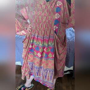 Kantha Bae Upcycled Vintage Sari Silk Dress With Pockets